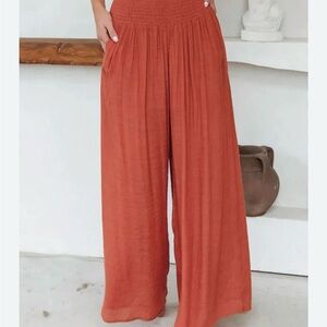 FLAWLESS Orange Wide-Leg Jumpsuit with High-Waisted Design